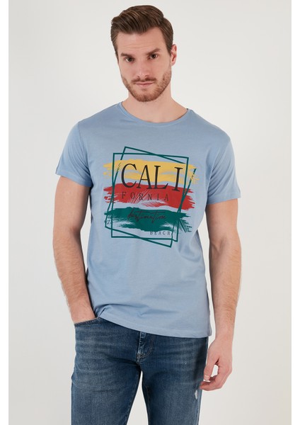 Pamuklu Slim Fit Bisiklet Yaka T Shirt Erkek T Shirt 541CALIFORNIA24