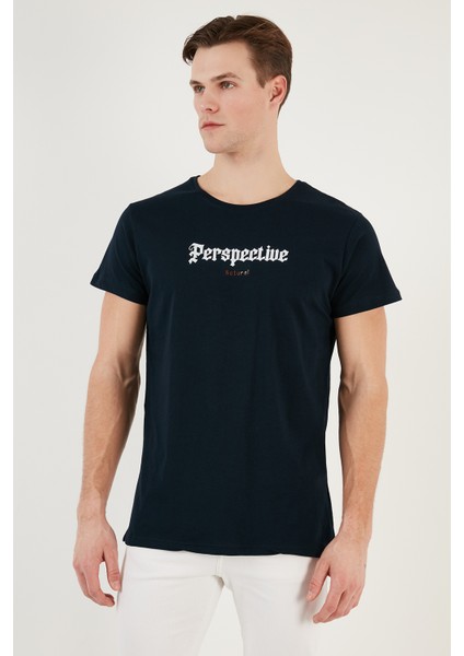 Pamuklu Slim Fit Bisiklet Yaka T Shirt Erkek T Shirt 541PERSPECTIVE modelleri