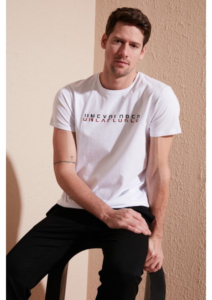 Bisiklet Yaka % 100 Pamuklu Slim Fit T Shirt Erkek T Shirt 541UNEXPLORED24 fiyatları