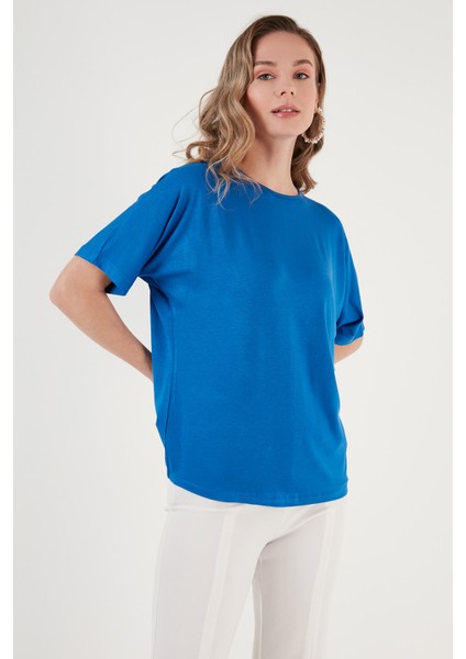 Bisiklet Yaka Oversize Esnek Dokulu Bluz Bayan Bluz 5864528