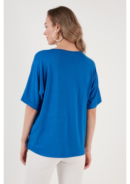 Bisiklet Yaka Oversize Esnek Dokulu Bluz Bayan Bluz 5864528