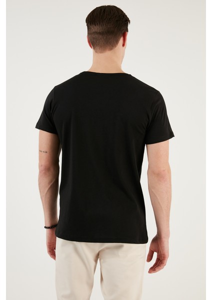 Basklı Bisiklet Yaka % 100 Pamuklu Slim Fit T Shirt Erkek T Shirt 541GET indirimleri