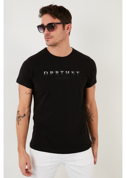 Baskılı Bisiklet Yaka Pamuklu Slim Fit T Shirt Erkek T Shirt 541DPRTMNT24 modelleri