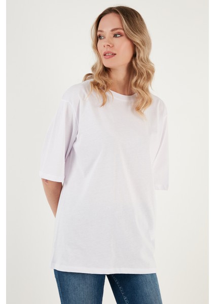 Pamuklu Oversize Bisiklet Yaka T Shirt Bayan T Shirt 5864562 fiyatları