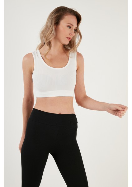 Fitilli Örme Dar Kesim Sporcu Super Crop Atlet Bayan Atlet 5865555