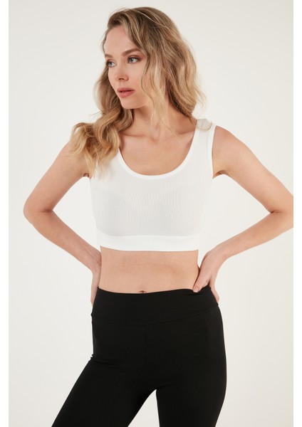 Fitilli Örme Dar Kesim Sporcu Super Crop Atlet Bayan Atlet 5865555