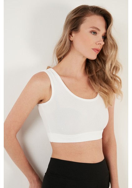 Fitilli Örme Dar Kesim Sporcu Super Crop Atlet Bayan Atlet 5865555