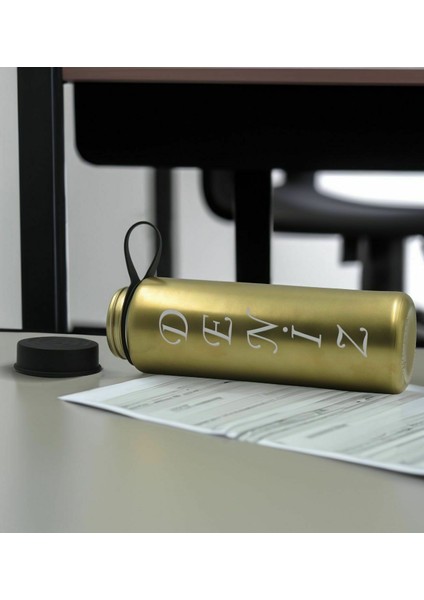 Kişiye Özel Isimli Siyah Defter ve Gold Cam Matara Hediye Seti-7, Sevgiliye Hediye, Arkadaşa Hediye, Yeni Iş Hediyesi
