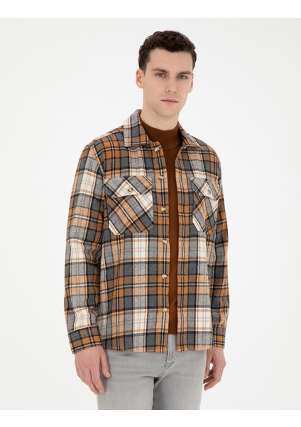 Erkek Açık Kahverengi Oduncu Oversize Uzun Kollu Gömlek 50275763-VR002 modelleri