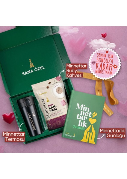 Minnettar Hediye Seti ( 1 Adet Termos + 1 Adet Minnettar Menengiç Kahvesi 165 gr + 1 Lokum Hediyeli