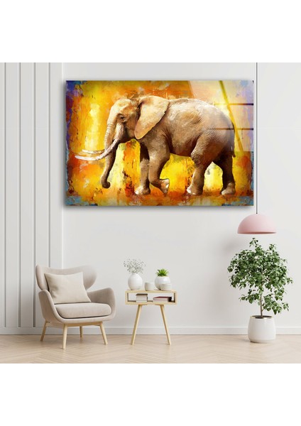 Grafiti Fil Temperli Cam Duvar Tablosu modelleri