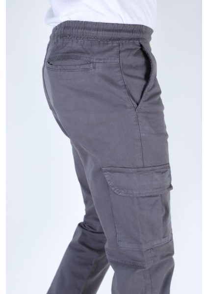 Erkek Paça Ve Beli Lastikli Keten Pantolon Füme fiyatları