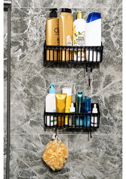 Paslanmayan Yapışkanlı Banyo Rafı, 2 Adet Banyo Düzenleyici ,duş Şampuanlık, Plastik