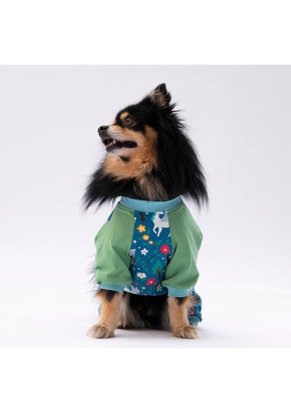 Küçük Irk Köpek Mavi Unicorn Penye Tulum Pijama