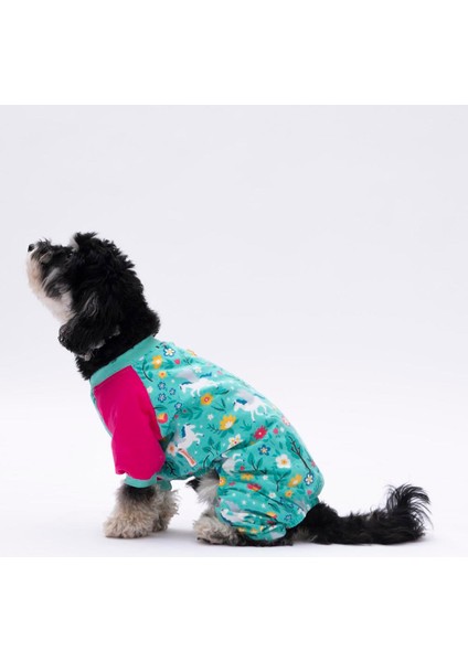 Küçük Irk Köpek Mint Unicorn Penye Tulum Pijama