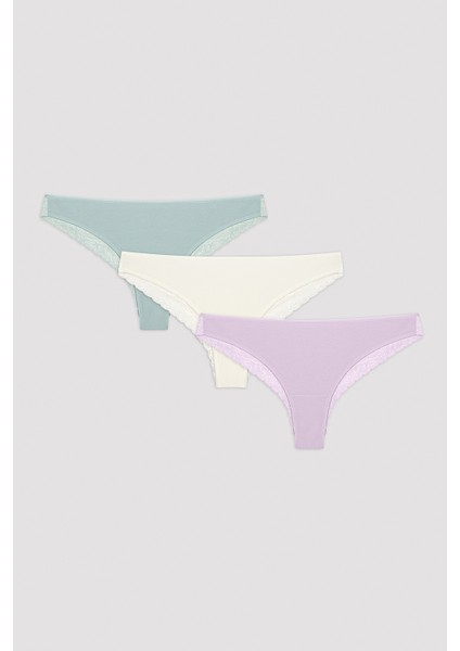 Whisper Lacy Detailed Çok Renkli 3lü Hipster Külot