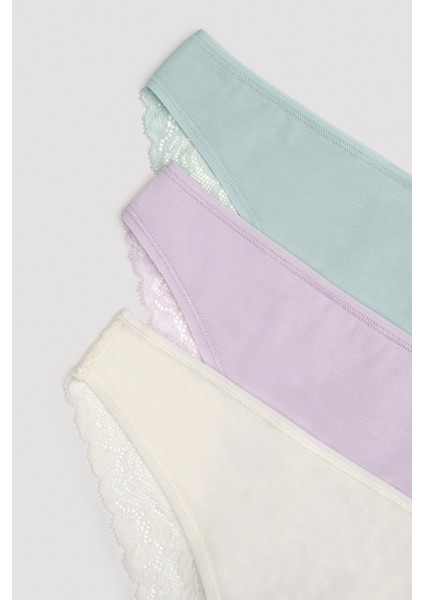 Whisper Lacy Detailed Çok Renkli 3lü Hipster Külot