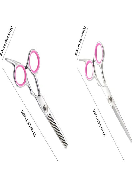 Titanium Pembe Berber Kuaför Makası Düz Makas Ara Makas 6.5 Inç Saç Kesim Makası Seti