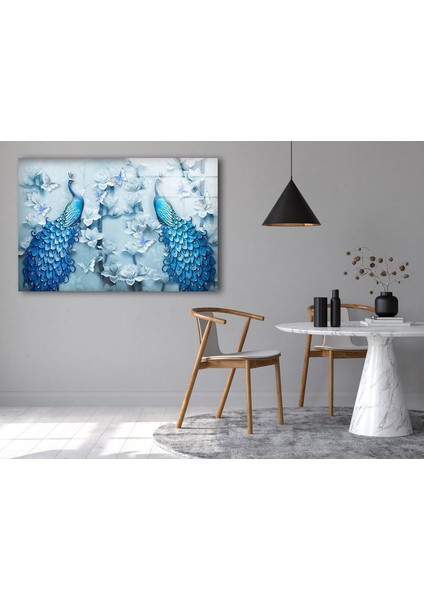 Mavi Tavus Kuşları Temperli Cam Duvar Tablosu indirimleri