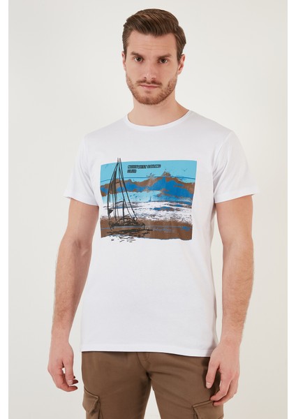 Baskılı Bisiklet Yaka % 100 Pamuklu Slim Fit T Shirt Erkek T Shirt 541YELKEN24 modelleri