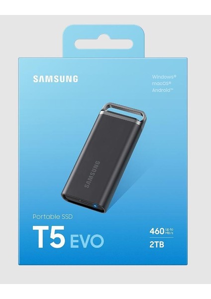 T5 Evo 2tb MU-PH2T0S/WW 460MB/SN USB 3.2 Harici SSD Siyah 3 Yıl Samsung Turkıye Garantili