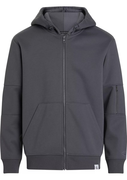 Calvin Klein Erkek Kapşonlu Yaka Fermuarlı Uzun Kollu Gri Sweatshirt J30J324619-PSM