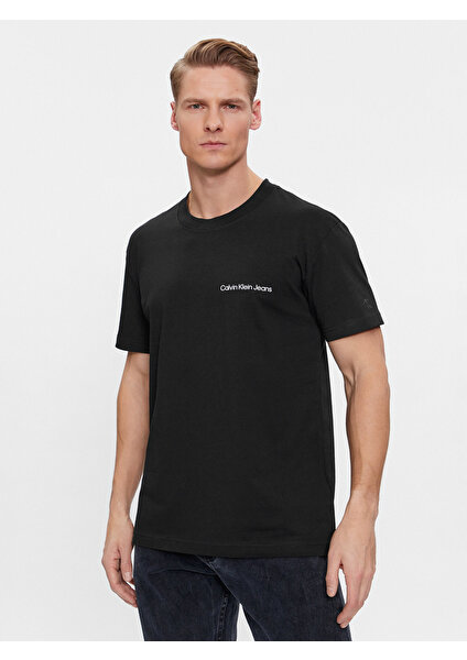 Calvin Klein Erkek Marka Logolu Uzun Kollu Rahat Siyah T-Shirt J30J324671-BEH