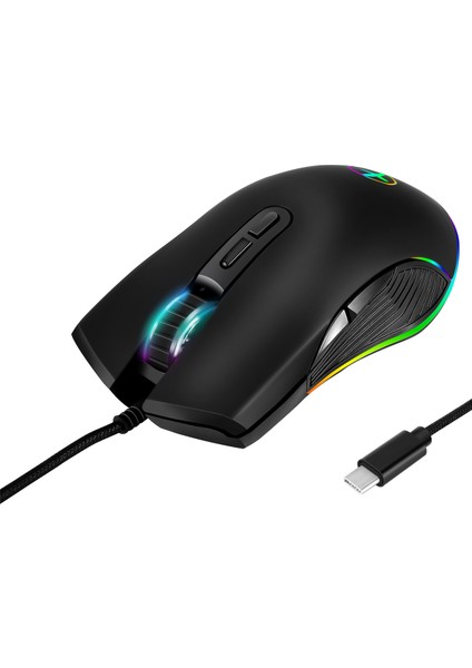 USB C Fare Tip C Ergonomik Kablolu Fare Rgb Oyun Faresi Optik Fare (Yurt Dışından)