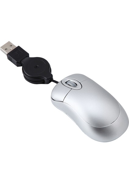 Mini USB Kablolu Fare Geri Çekilebilir Kablo Minik Küçük Fare 1600 Dpı Windows 98 2000 Xp Vista ve Için Optik Kompakt Seyahat Fareleri (Gümüş) (Yurt Dışından)