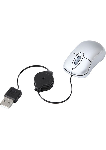 Mini USB Kablolu Fare Geri Çekilebilir Kablo Minik Küçük Fare 1600 Dpı Windows 98 2000 Xp Vista ve Için Optik Kompakt Seyahat Fareleri (Gümüş) (Yurt Dışından)