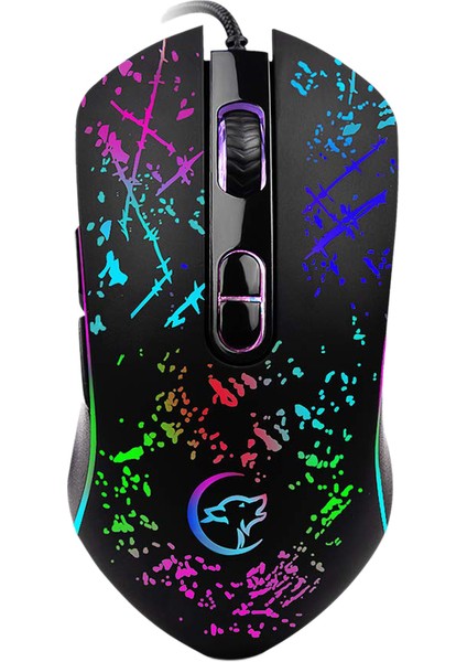 Profesyonel Oyun Faresi Fareler, G828 Renkli Işık USB Kablolu 8 Tuşlar Makro Programlama Optik Oyun Faresi Siyah (Yurt Dışından)