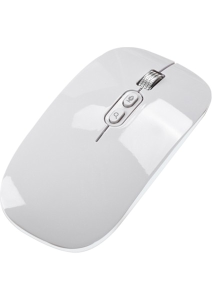 2.4g Kablosuz Fare Şarj Edilebilir Sessiz Ultra-Ince USB Optik Fare 1600 Dpı Taşınabilir USB Bilgisayar Fareleri (Beyaz) (Yurt Dışından)