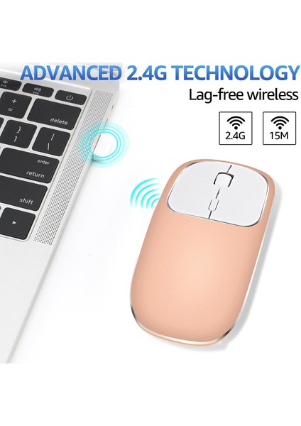 Akülü Kablosuz Fare, Metal 2.4g Sessiz Kablosuz Fotoelektrik Pc Ergonomik Fare (Altın) (Yurt Dışından) modelleri