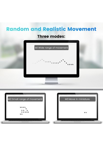 Ayrı Mod ve Açma/kapama Düğmeleri, Dijital Ekran ve Koruyucu ile USB Fare Jiggler Minik Algılanamayan Fare Taşıyıcı (Yurt Dışından)