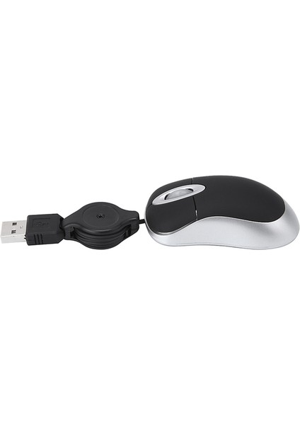 Mini USB Kablolu Fare Geri Çekilebilir Kablo Minik Küçük Fare 1600 Dpı Optik Kompakt Seyahat Fareleri Windows 98 2000 Xp Vista ve (Siyah) (Yurt Dışından)