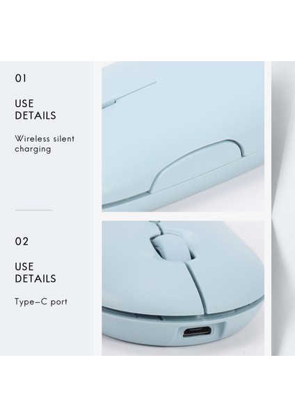 Şarj Edilebilir Kablosuz Fare 1600 Dpı USB Optik Kablosuz Bilgisayar Faresi 2.4g Alıcı Dizüstü Bilgisayar Için Sevimli Ince Fare Mavi (Yurt Dışından) indirimleri