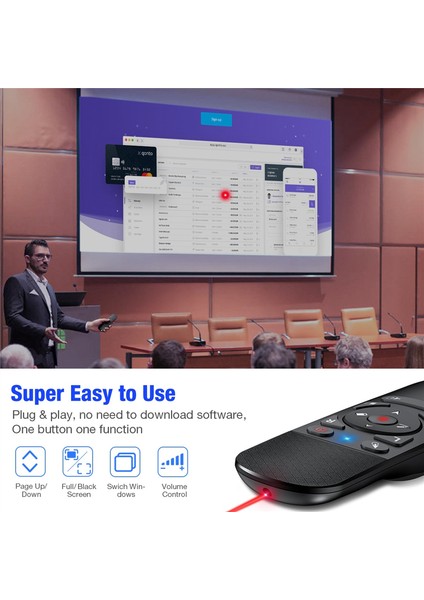 Powerpoint / Dizüstü Bilgisayar / Bilgisayar Için Air Mouse ile 2.4g Kablosuz Sunucu Işaretçisi USB Sunum Uzaktan Kumandası (Yurt Dışından)