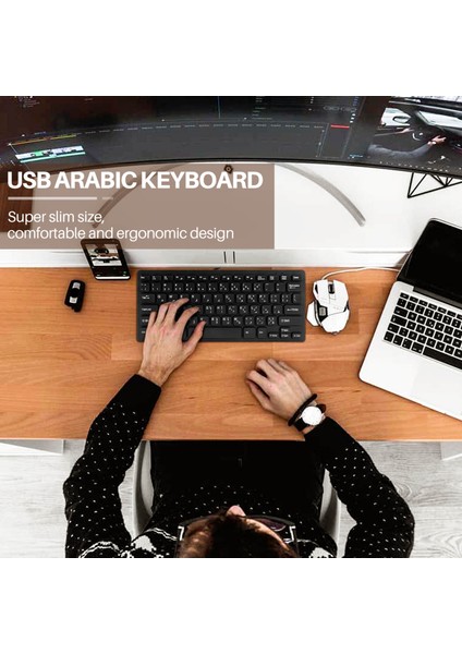 Tablet/windows Pc/dizüstü Bilgisayar/ıos/android Için Kaliteli Kablolu USB Arapça/ingilizce Iki Dilli Klavye (Yurt Dışından)