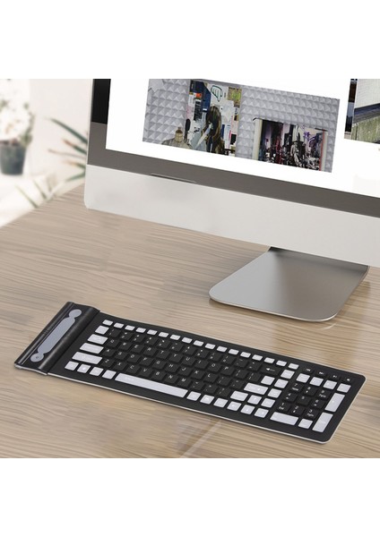 Taşınabilir Mini Esnek Roll Up Suya Dayanıklı Yıkanabilir Yumuşak Silikon Kablosuz Klavye Pc Tablet Dizüstü Bilgisayar Için USB Alıcısı ile (Yurt Dışından)