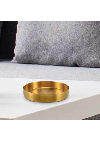 Yuvarlak Altın Tepsi, Vanity Için Metal Dekoratif Tepsi Makyaj Tepsisi Organizatör, Banyo, Elbise, Mat Pirinç Kaplama, 4,9 Inç (Yurt Dışından)