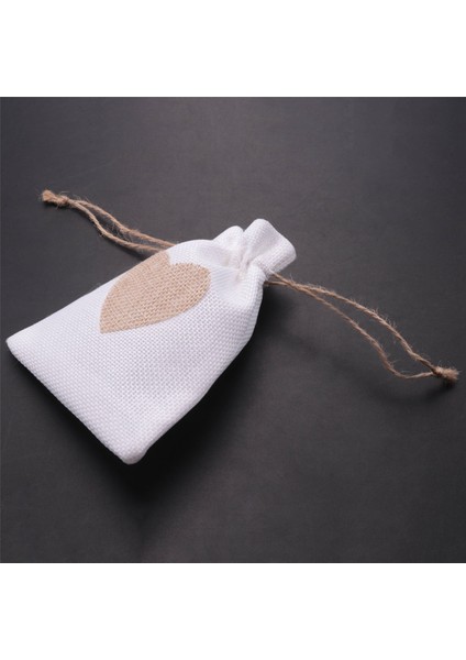 Çuval Bezi Çanta, 20 Paket 4x5.5 Inç Ipli Kalp Çuval Bezi Hediye Çantası Şeker Torbalar Keten Cepler Sevgililer Günü Noel Için (Yurt Dışından)