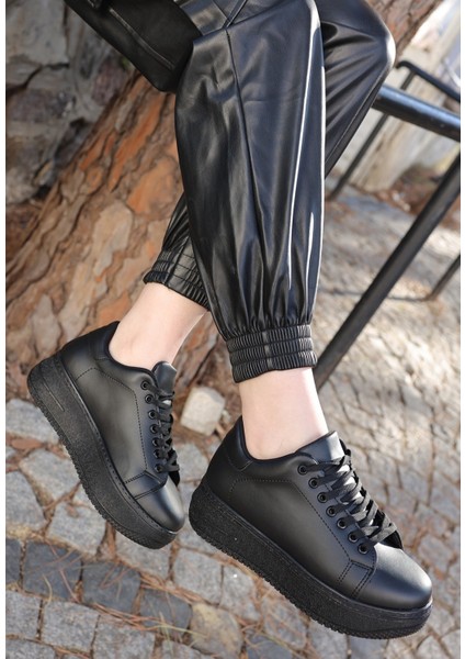 Tomiross-Carol Kadın Siyah Siyah Poli Taban Bağcıklı Spor Sneaker Ayakkabı CRL-2810 modelleri