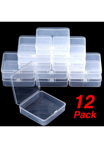 Boncuklar ve Daha Fazlası Için Menteşeli Kapaklı 12 Paket Şeffaf Plastik Boncuk Saklama Kapları Kutusu (3,70 x 3,70 x 1,18 Inç) (Yurt Dışından) indirimleri
