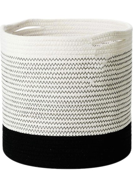 Pamuk Halat Dokuma Depolama Sepeti Katlanabilir Giysi Saklama Sepeti Masaüstü Konteyner Ev Düzenleyici Bitki Saksı 25 cm (Yurt Dışından)