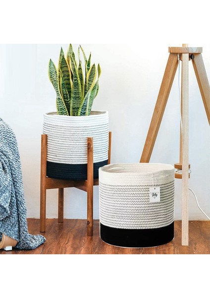 Pamuk Halat Dokuma Depolama Sepeti Katlanabilir Giysi Saklama Sepeti Masaüstü Konteyner Ev Düzenleyici Bitki Saksı 25 cm (Yurt Dışından) fiyatları