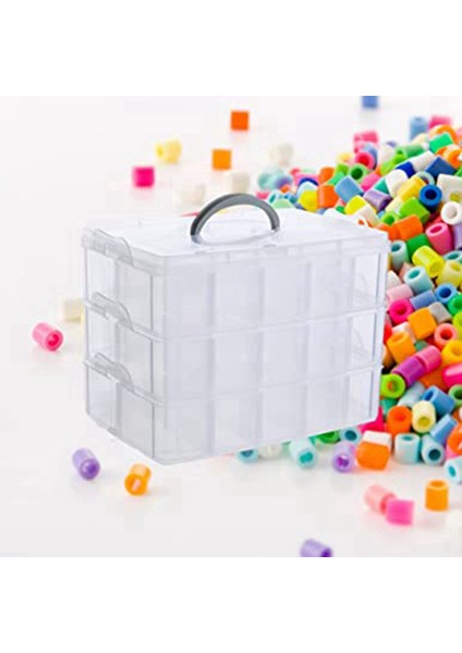 Sanat, El Sanatları ve Takı Organizatörü, 30 Ayarlanabilir Bölmeli Istiflenebilir 3 Katmanlı Şeffaf Plastik Organizatör (Yurt Dışından) fırsatları