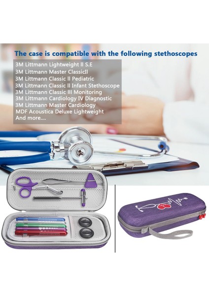 Klasik Iii Stetoskop Için Saklama Çantası Taşıma Çantası Koruma Kılıfı Kol Kutusu Koruma Kılıfı (Mor) (Yurt Dışından) indirimleri