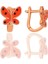Gümüş Rose Kırmızı Mineli Kelebek Çocuk Küpesi SGTL12367ROSE 1