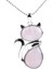 Doğal Taş Pembe Kuvars Kadın Kız Sevimli Kedi Şekli Kaya Siyah Oniks Boncuk Zincir Takı Kolye (Yurt Dışından) 1