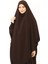 Sultanbaş Nikaplı Çarşaf Cilbab Khimar Abaya Kolu Lastikli Hakim Yaka Peçeli Ferace Medine İpek-Kahverengi-L/XL 5